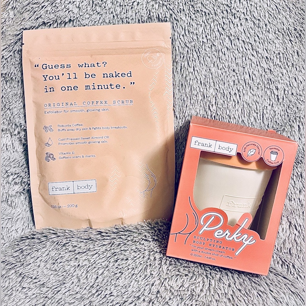 Frank Body Original Coffee Scrub (7.05oz) & Perky Sculpting Body Hydrator Cream